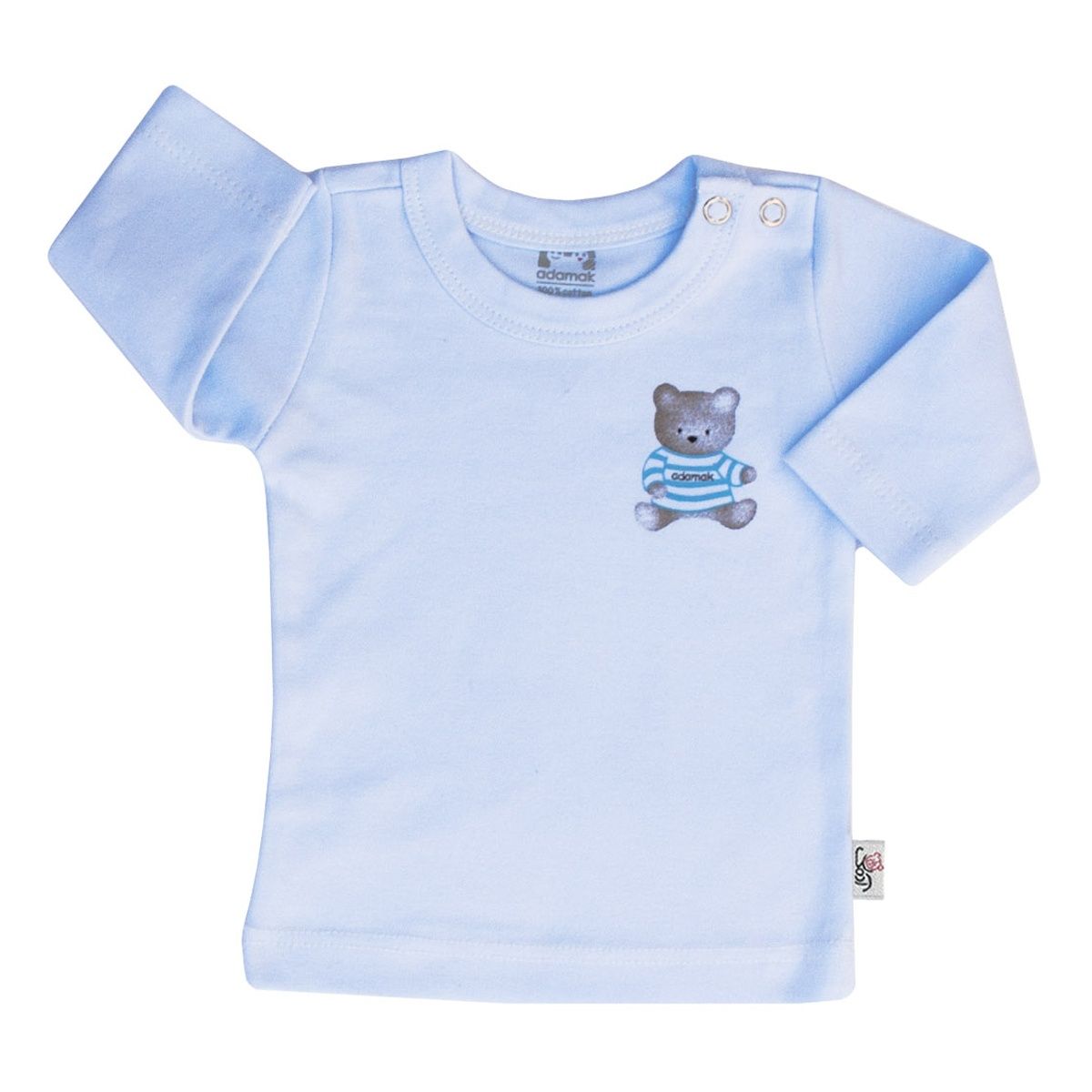 تی شرت آستین بلند نوزادی آدمک طرح خرس رنگ آبی -  - 1