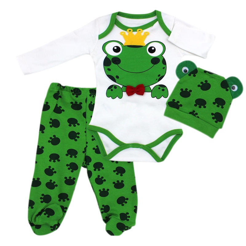 ست 3 تکه لباس نوزادی مدل Little Cute Frog کد ۱۱۲