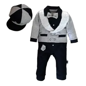 ست سرهمی و کلاه نوزادی پسرانه کد ۱۱۳۹ رنگ مشکی