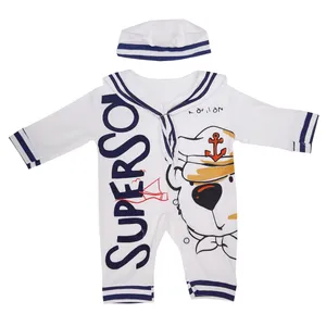 ست سرهمی و کلاه نوزاد طرح ملوانی رنگ سورمه ای