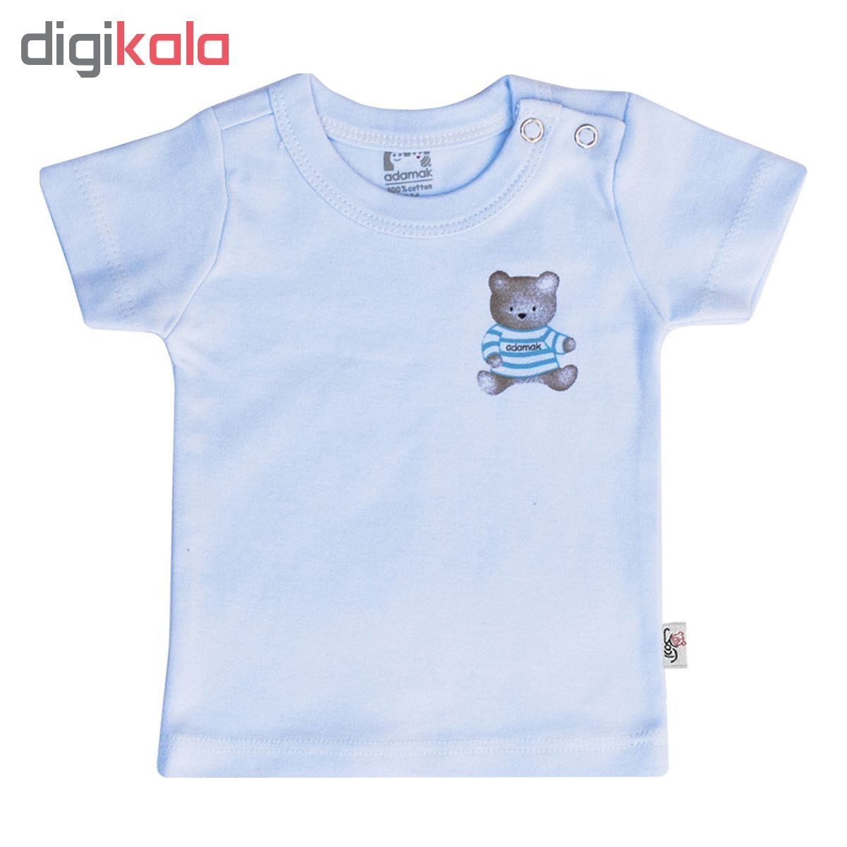 تی شرت آستین کوتاه نوزاد آدمک طرح خرس رنگ آبی