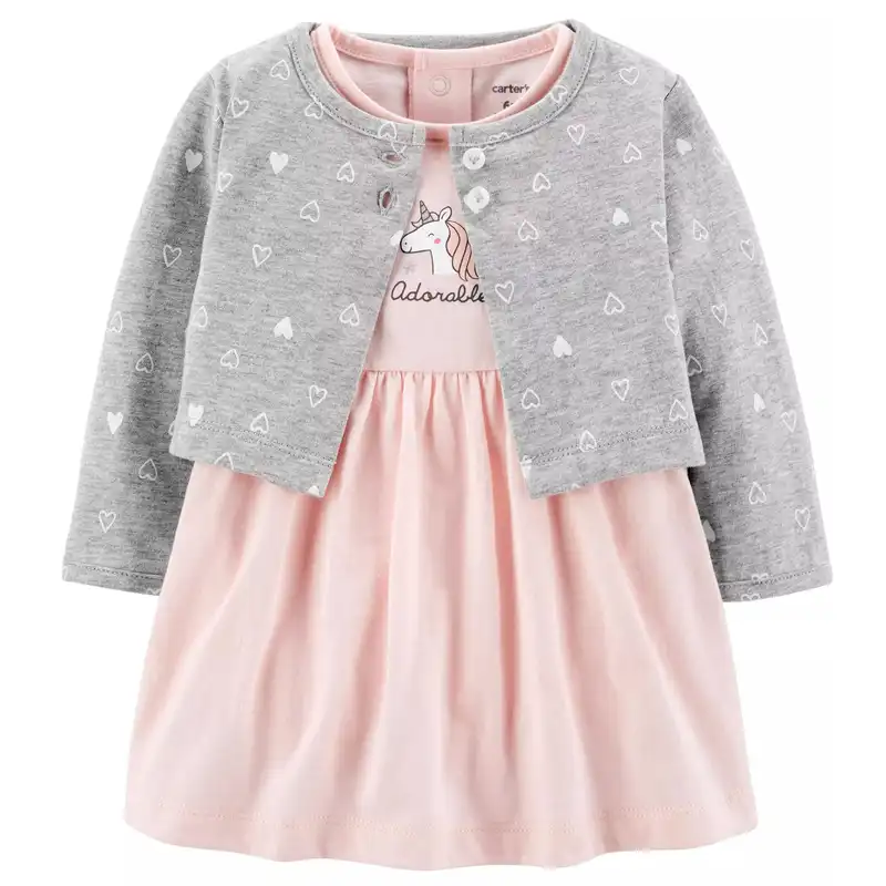 ست کت و پیراهن نوزادی دخترانه کارترز کد 1064