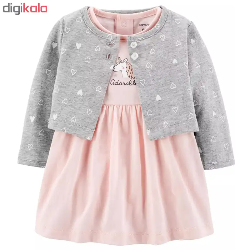 ست کت و پیراهن نوزادی دخترانه کارترز کد 1064