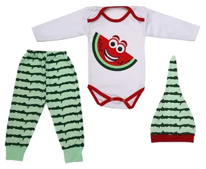 ست 3 تکه لباس نوزادی طرح هندوانه کد 01