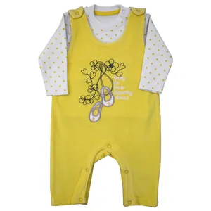 ست تیشرت و سرهمی نوزادی دخترانه کد GH003 رنگ زرد