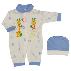 ست سرهمی و کلاه نوزاد طرح giraffe کد 010