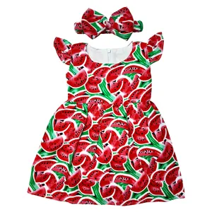 ست پیراهن و هدبند نوزادی دخترانه طرح هندوانه کد 1241