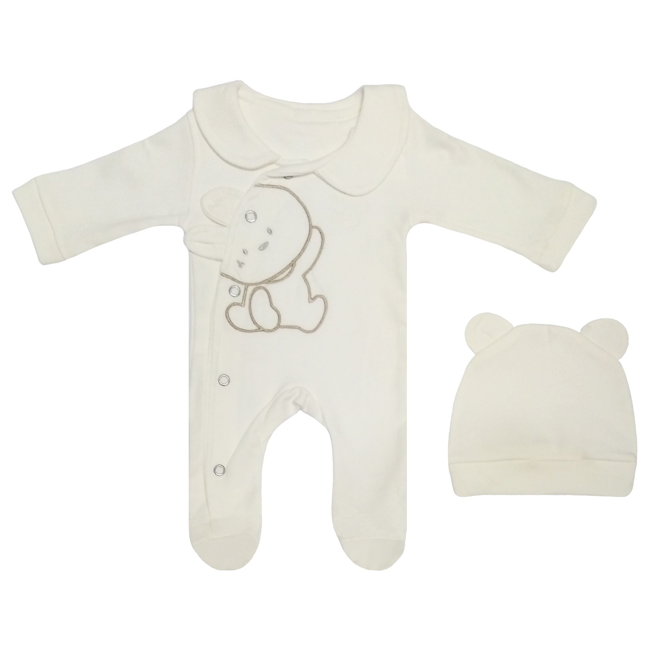 ست سرهمی و کلاه نوزادی مدل Im Happy Bear کد M111