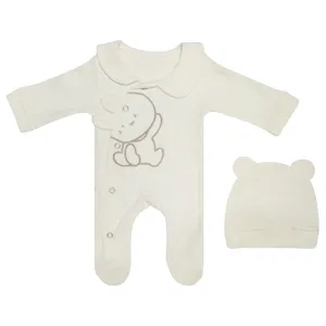 ست سرهمی و کلاه نوزادی مدل I'm Happy Bear کد M111