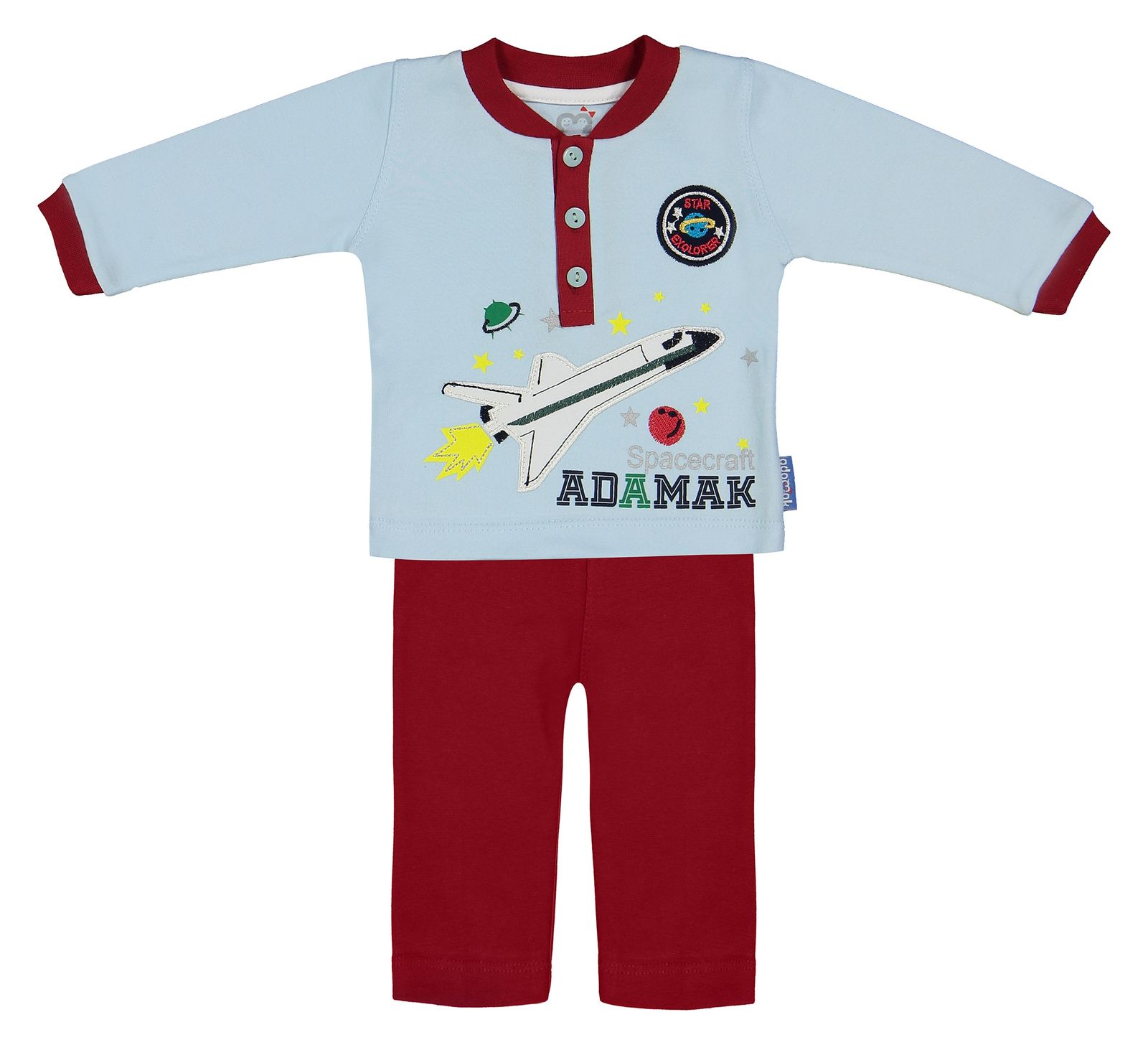 ست تی شرت و شلوار نوزادی آدمک مدل 2171101-50 - آبی روشن - 1