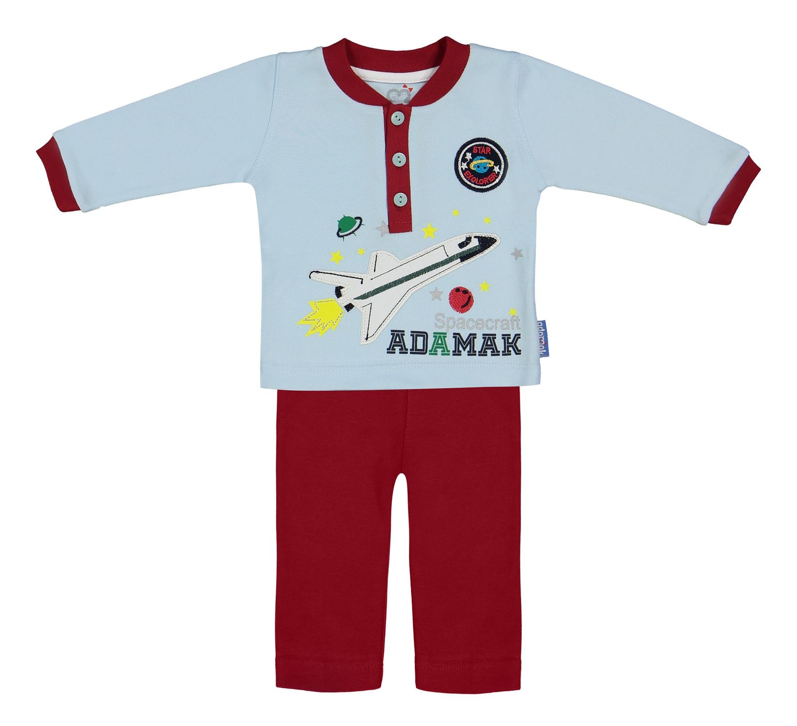 ست تی شرت و شلوار نوزادی آدمک مدل 2171101-50 - آبی روشن - 2