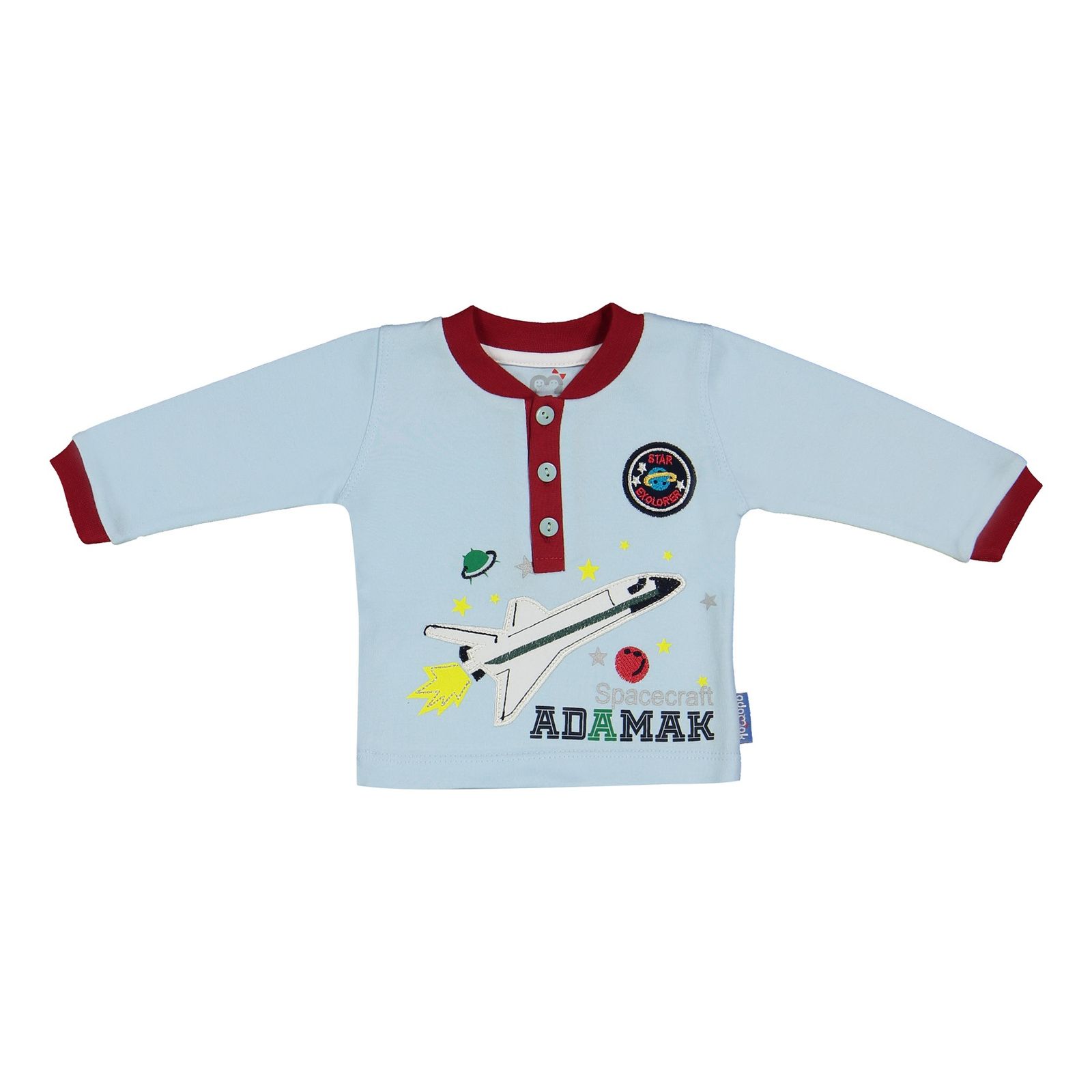 ست تی شرت و شلوار نوزادی آدمک مدل 2171101-50 - آبی روشن - 3