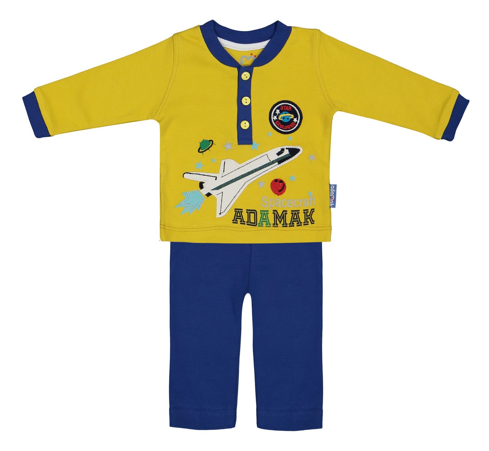 ست تی شرت و شلوار نوزادی آدمک مدل 2171101-15 - خردلی - 2
