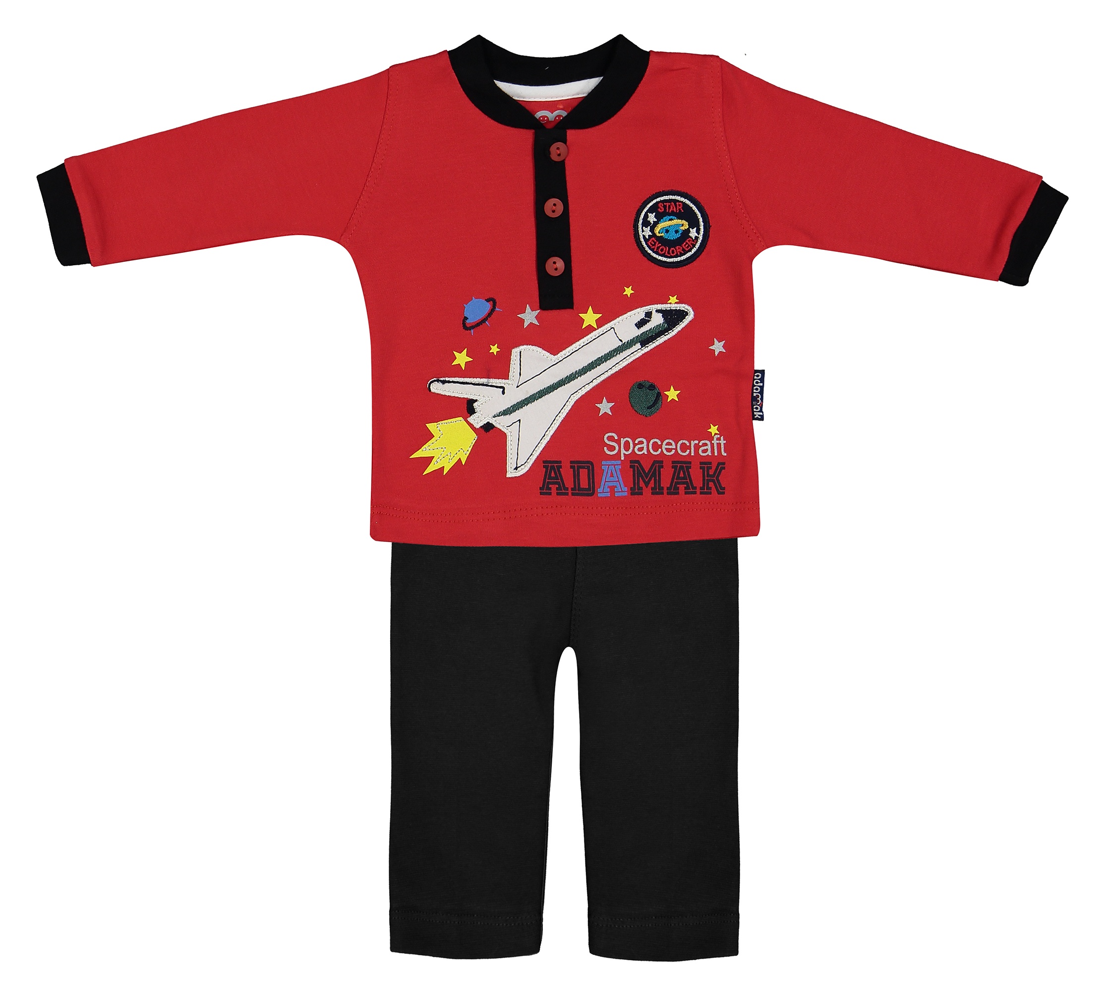 ست تی شرت و شلوار نوزادی آدمک مدل 2171101-72 - قرمز - 1