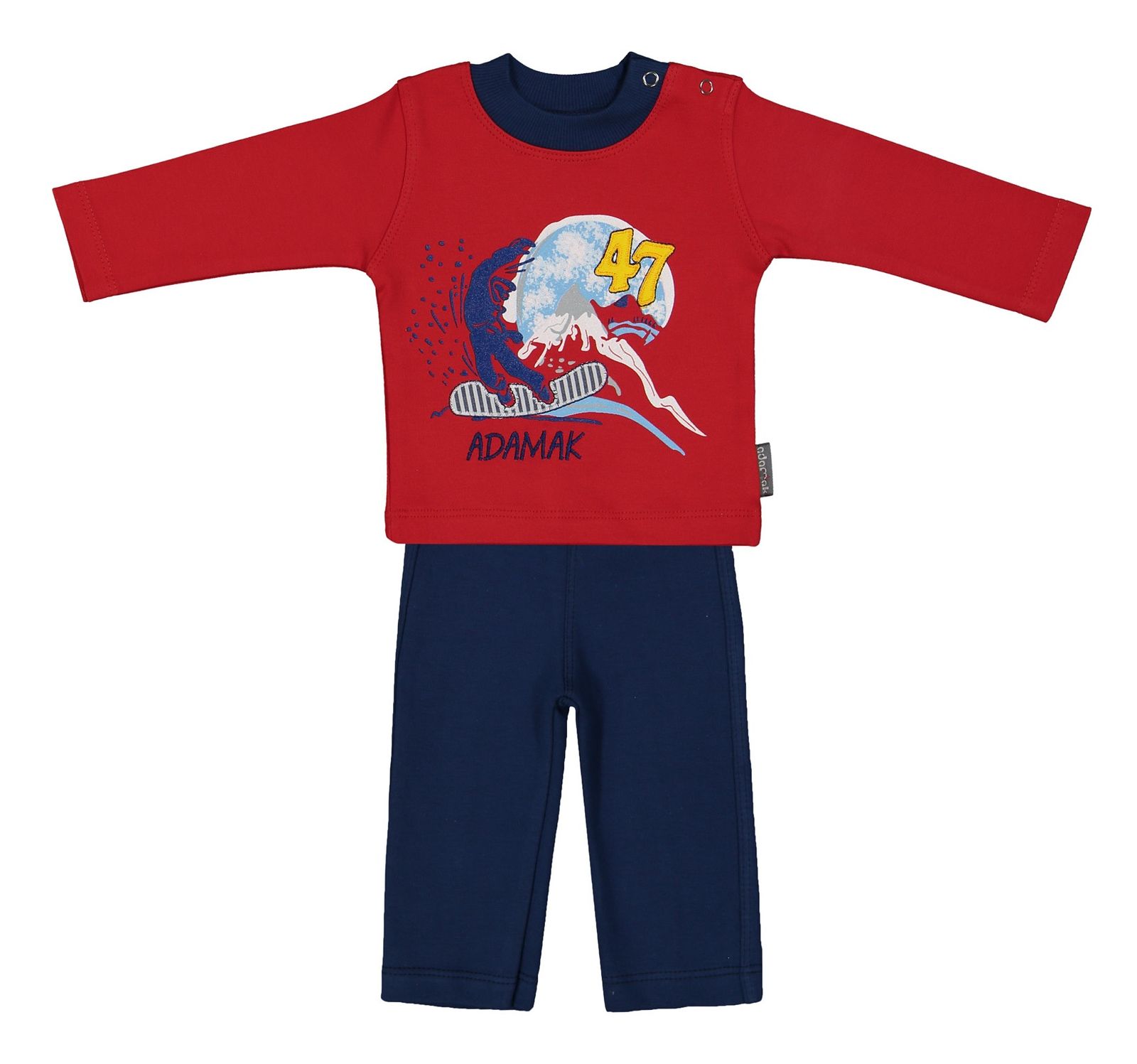 ست تی شرت و شلوار نوزادی پسرانه آدمک مدل 2171100-72 - قرمز - 2