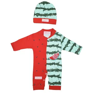 ست سرهمی و کلاه  نوزاد طرح هندوانه کد t77285493  .8m