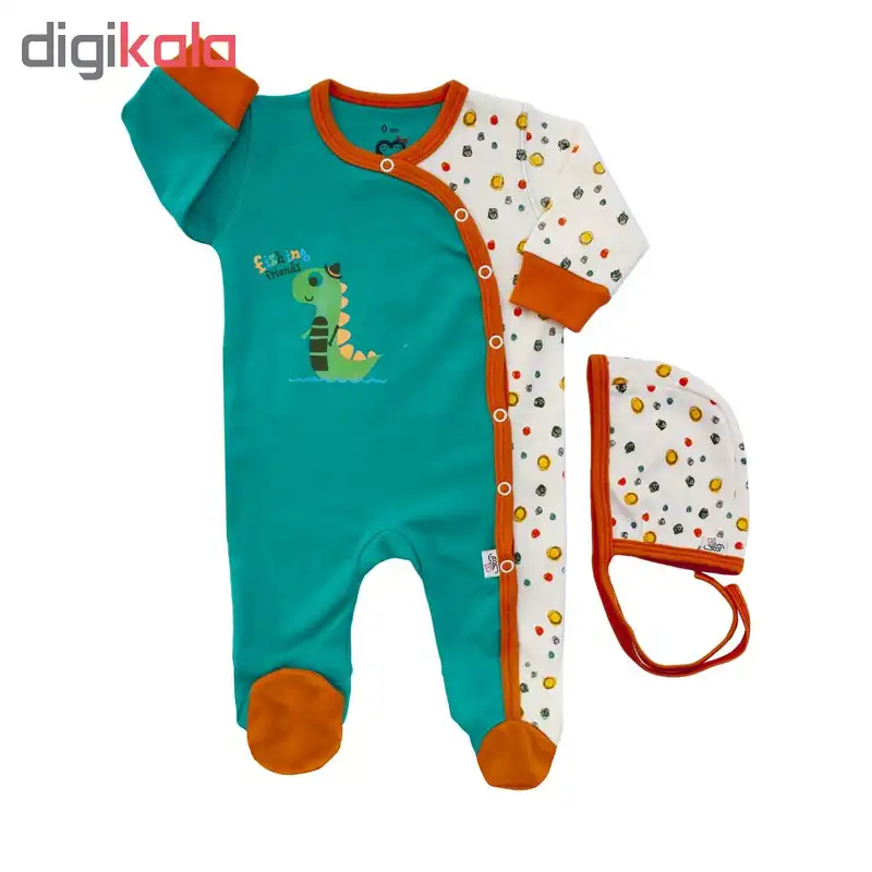 ست سرهمی و کلاه نوزادی آدمک طرح دایناسور