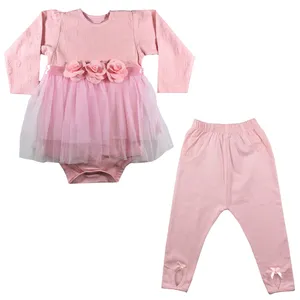 ست پیراهن و شلوار نوزادی دخترانه نیروان کد Q-2