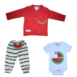 ست 3 تکه لباس نوزاد طرح هندوانه مدل یلدا کد t77285493  g