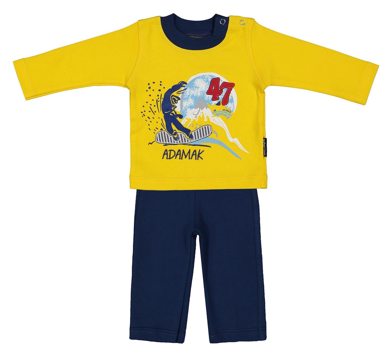 ست تی شرت و شلوار نوزادی پسرانه آدمک مدل 2171100-16 - زرد - 1
