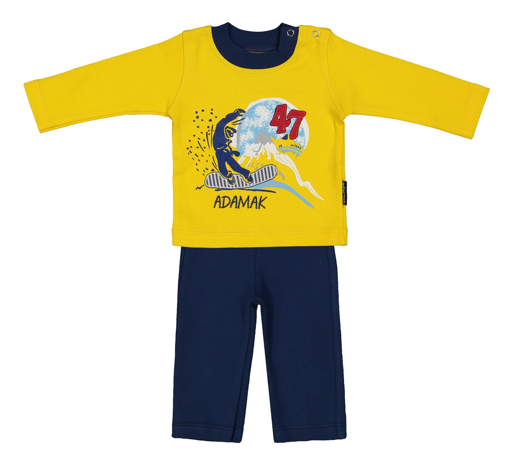 ست تی شرت و شلوار نوزادی پسرانه آدمک مدل 2171100-16 - زرد - 2