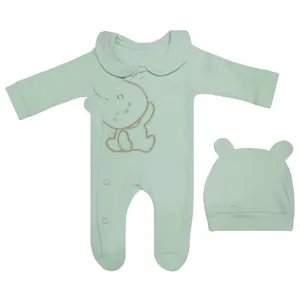 ست سرهمی و کلاه نوزادی طرح I'm Happy Bear کد M112