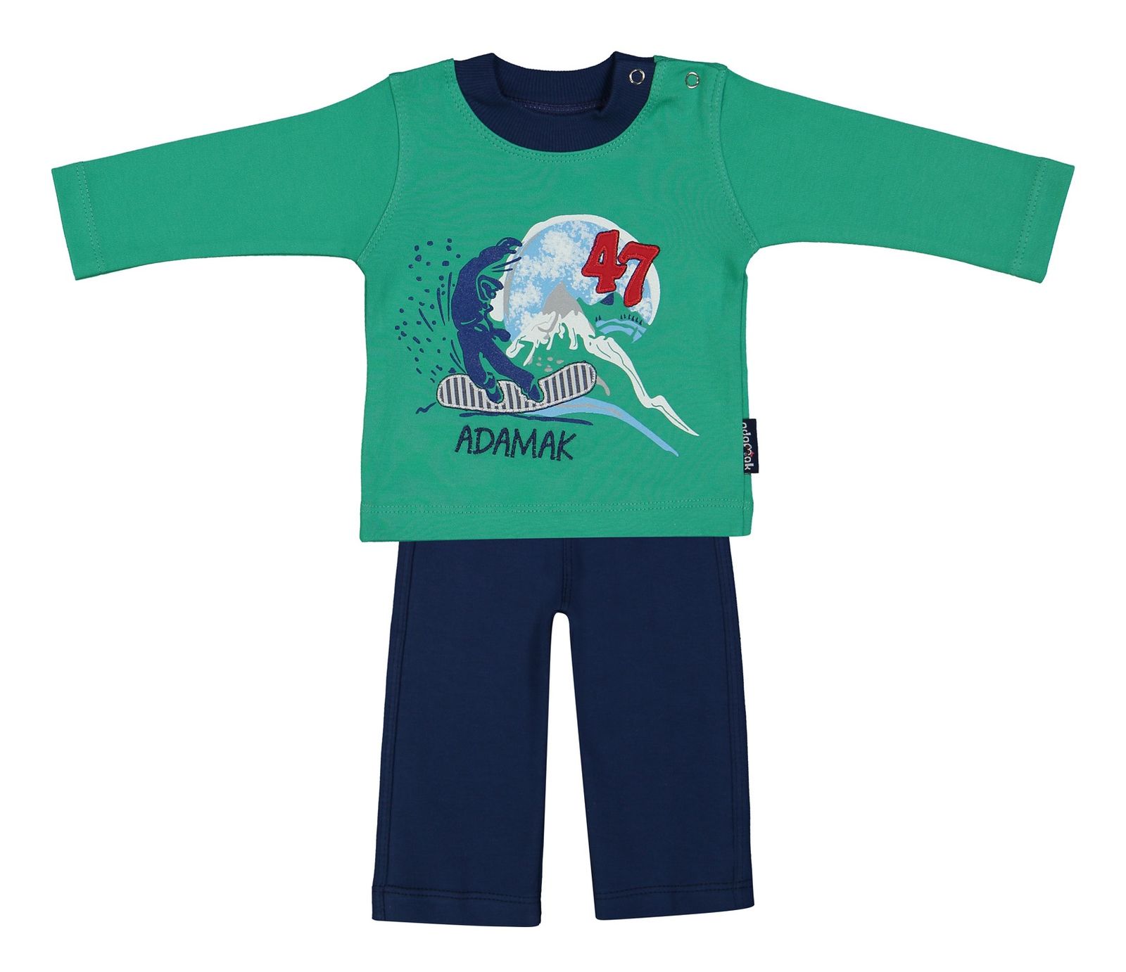 ست تی شرت و شلوار نوزادی پسرانه آدمک مدل 2171100-46 - سبز - 2