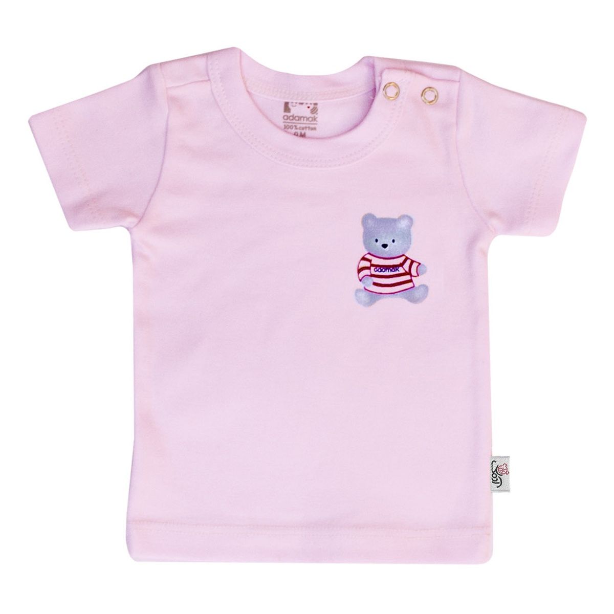 تی شرت آستین کوتاه نوزادی آدمک طرح خرس رنگ صورتی -  - 1