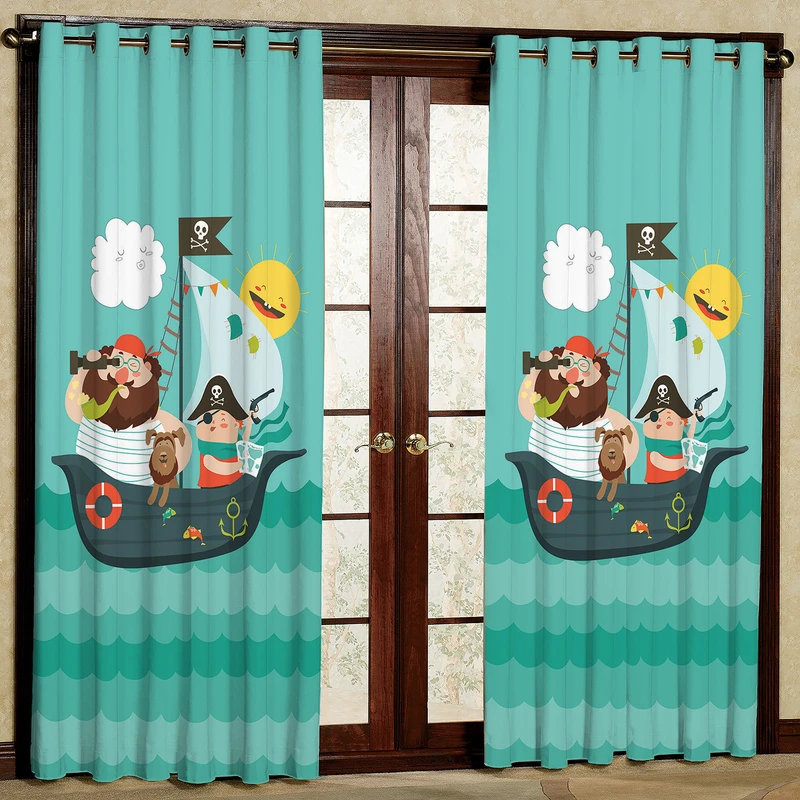  پرده کودم مدل دزدان دریایی مخمل پانچی کد 1206 سایز 140x280 سانتی متر