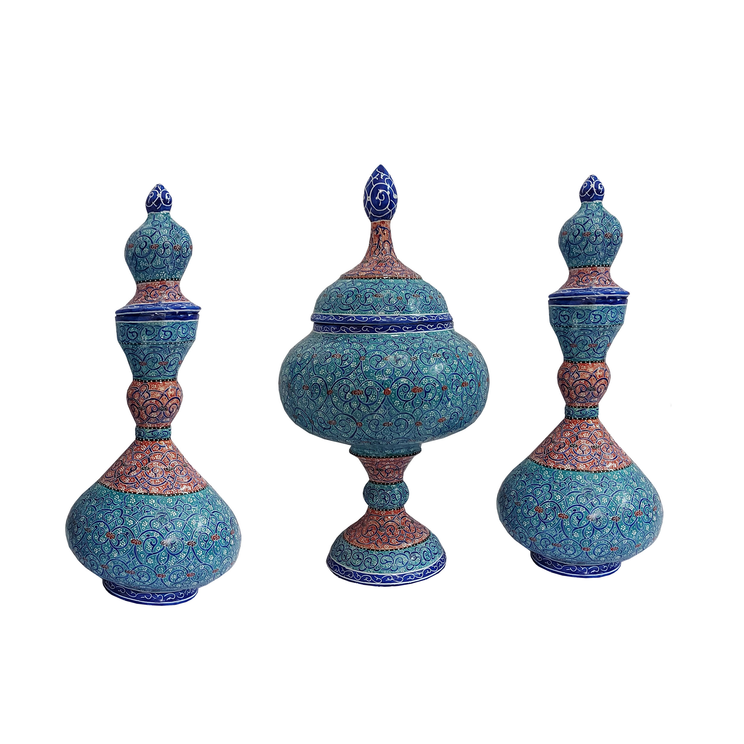 ست 3 تکه تنگ و قندان میناکاری مدل اسلیمی کد 6515