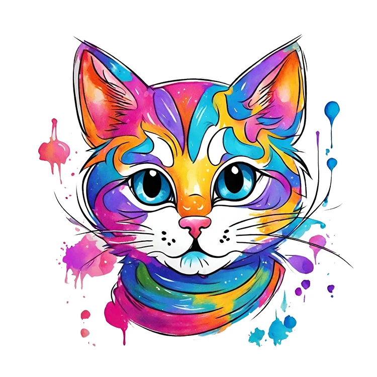 استیکر پارچه و لباس پاد آفرین مدل گربه کیوت فانتزی بامزه کارتونی کد S2736