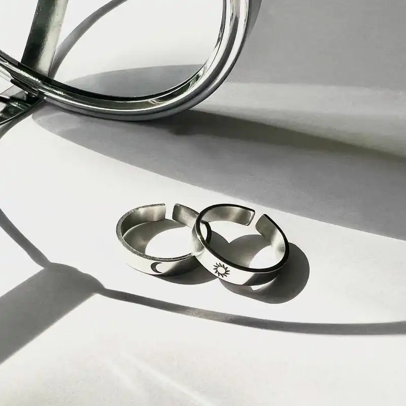 ست انگشتر زنانه و مردانه مدل ماه تابان و خورشید گرم کد A129