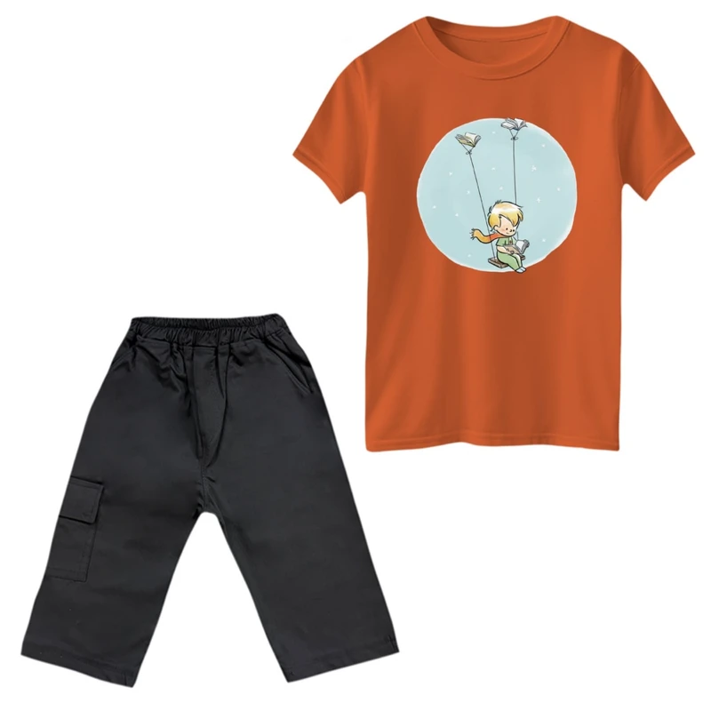 ست تی‌شرت و شلوارک پسرانه مدل شازده کوچولو و تاب