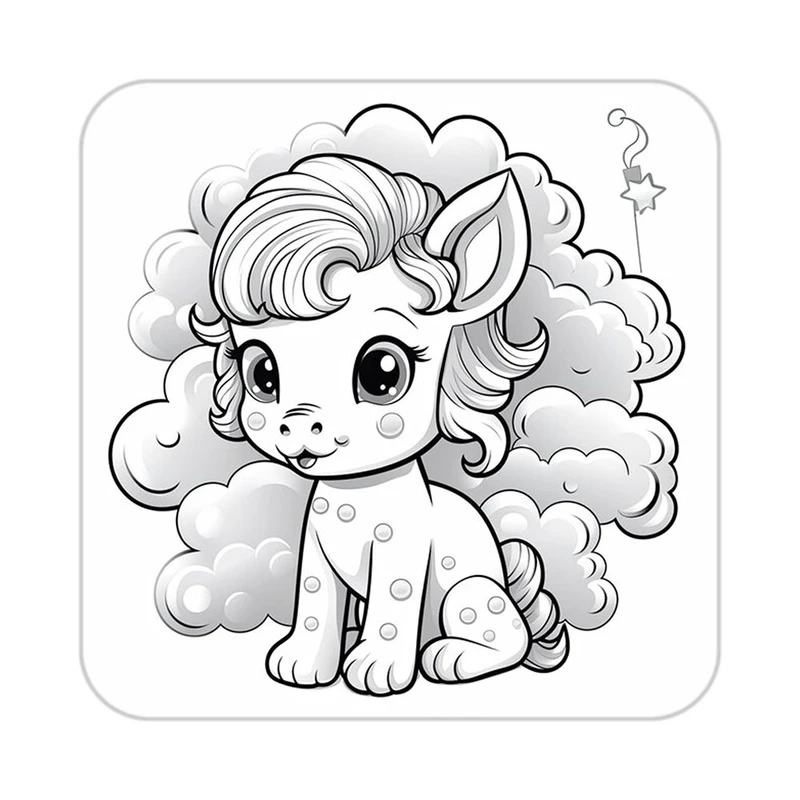 زیر لیوانی کاکتی طرح اسب تک شاخ و یونیکورن مدل mp32535