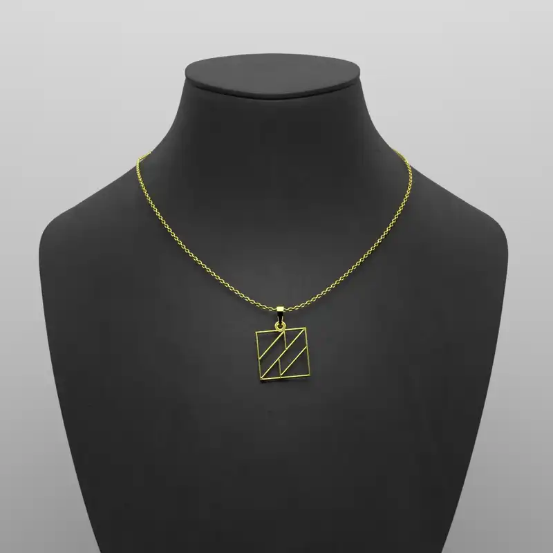 گردنبند طلا 18 عیار زنانه مدوپد مدل مربع کد F3-1-1044