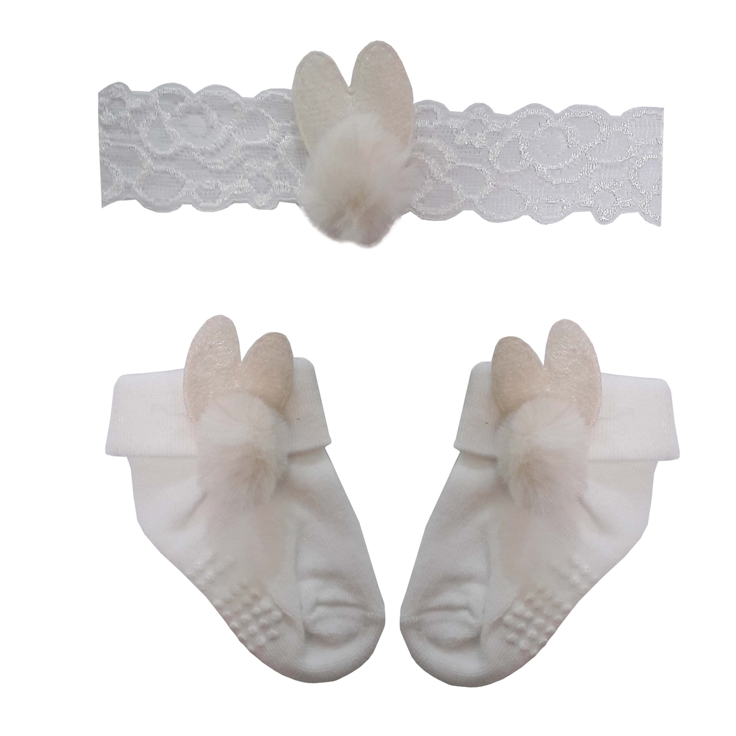 ست هدبند و جوراب نوزادی مدل Khargooshi 56