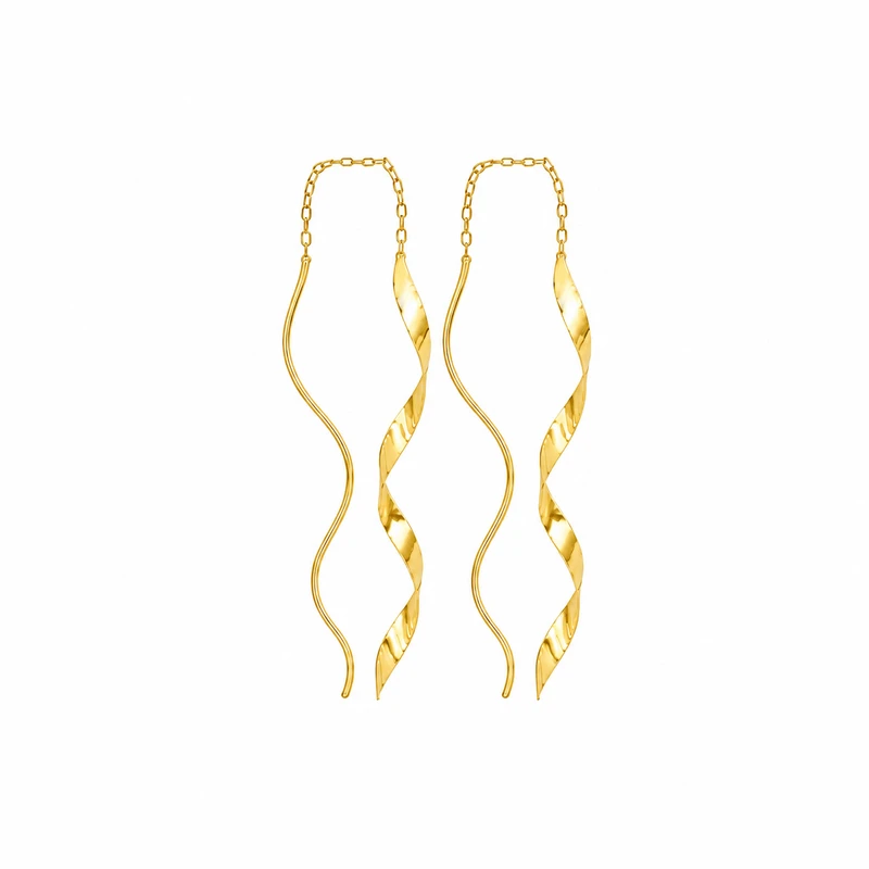 گوشواره بخیه‌ای طلا 18 عیار زنانه مان گالری مدل پیچک کد EA01-0025600