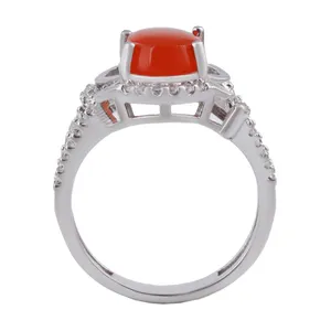 انگشتر نقره زنانه بازرگانی میلادی مدل عقیق آبکاری رادیوم قالب جواهری بدون ریزش کد AWR_1462