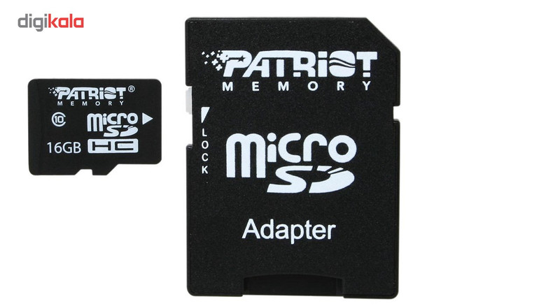 کارت حافظه microSDHC پتریوت مدل LX استاندارد UHS-I U1 کلاس 10 همراه با آداپتور SD ظرفیت 16 گیگابایت