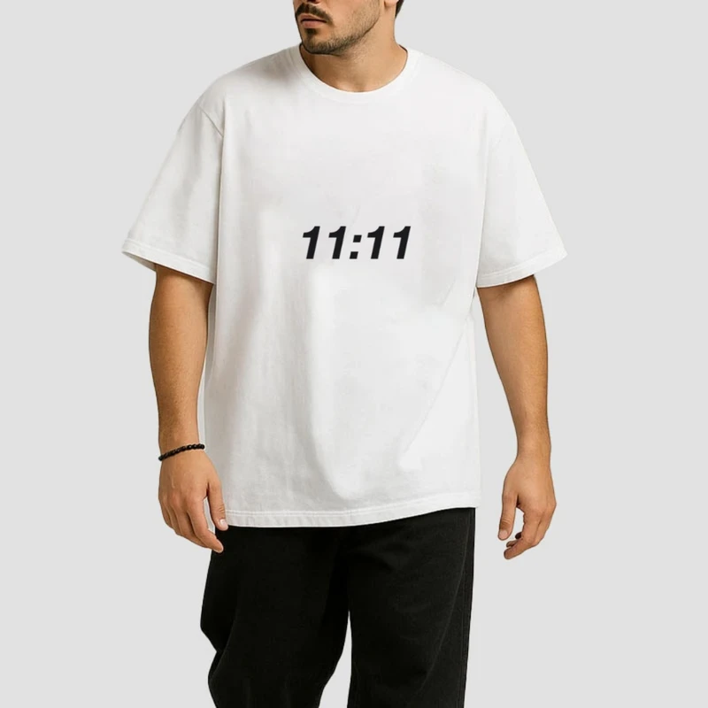 تی شرت مردانه پنبه دورو طرح ساعت 11:11