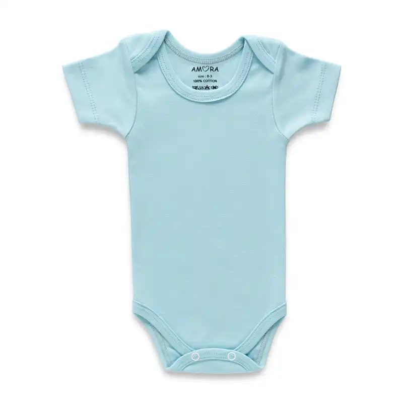 بادی آستین کوتاه نوزادی پسرانه آمورا مدل plain مجموعه 3 عددی