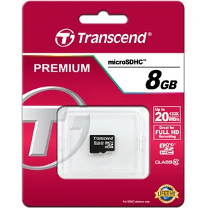 کارت حافظه‌ microSDHC ترنسند مدل Premium کلاس 10 سرعت 20MBps 133X ظرفیت 8 گیگابایت