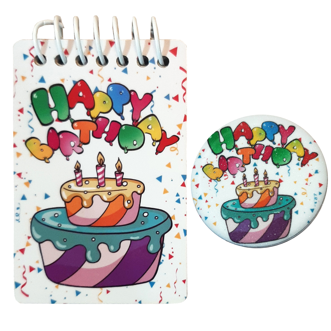 دفترچه یادداشت مدل کیک تولد  به همراه پیکسل
