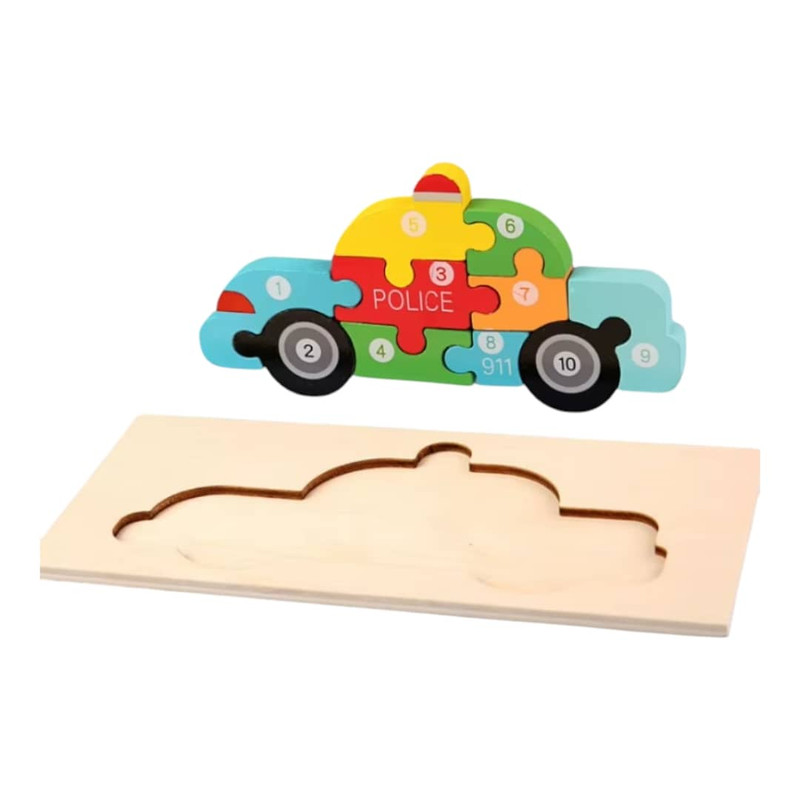 پازل آموزشی مدل چوبی طرح ماشین پلیس