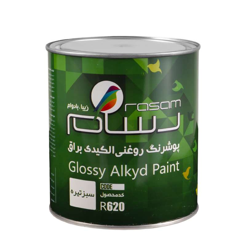 پوشرنگ روغنی آلکیدی سبز تیره رسام کد R620 حجم 3.78 لیتر