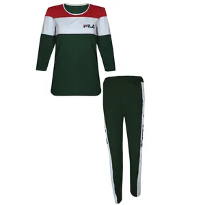 ست تی شرت و شلوار ورزشی زنانه مدل panter 301 رنگ یشمی