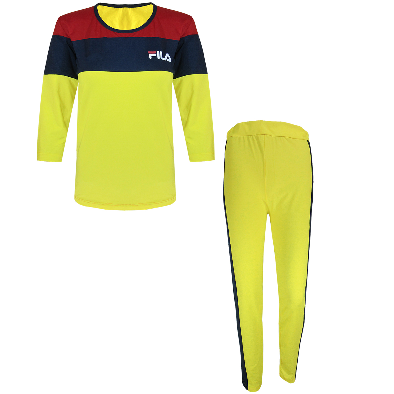 ست تی شرت و شلوار ورزشی زنانه مدل panter 301 رنگ زرد