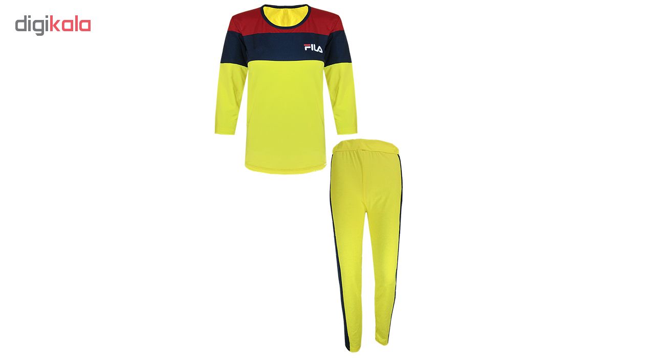 ست تی شرت و شلوار ورزشی زنانه مدل panter 301 رنگ زرد