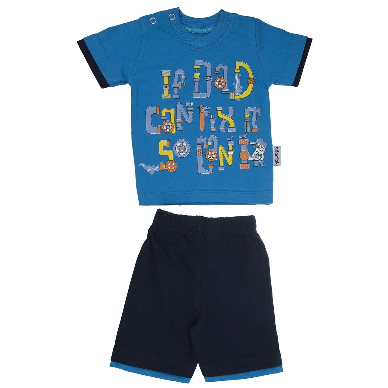 ست تی شرت و شلوارک نوزادی آدمک مدل 1676001B -  - 1