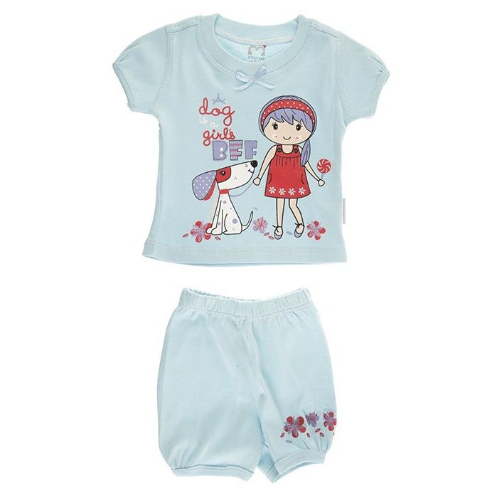 ست تی شرت و شلوارک نوزادی دخترانه آدمک مدل 1662001B -  - 2